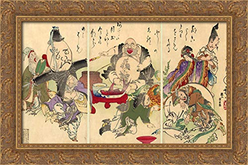 Amazon.com: The Seven Lucky Gods 24x16 Gold Ornate Wood Framed